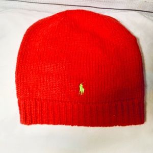 Polo Ralph Lauren Pink Beanie with Lime logo